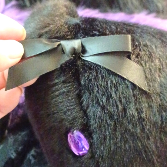 DOLLSKILL WIDOW GOTH BUNNY BAG BLACK PURPLE EYES BACKPACK BLACK FURRY STRAPS - Picture 14 of 15